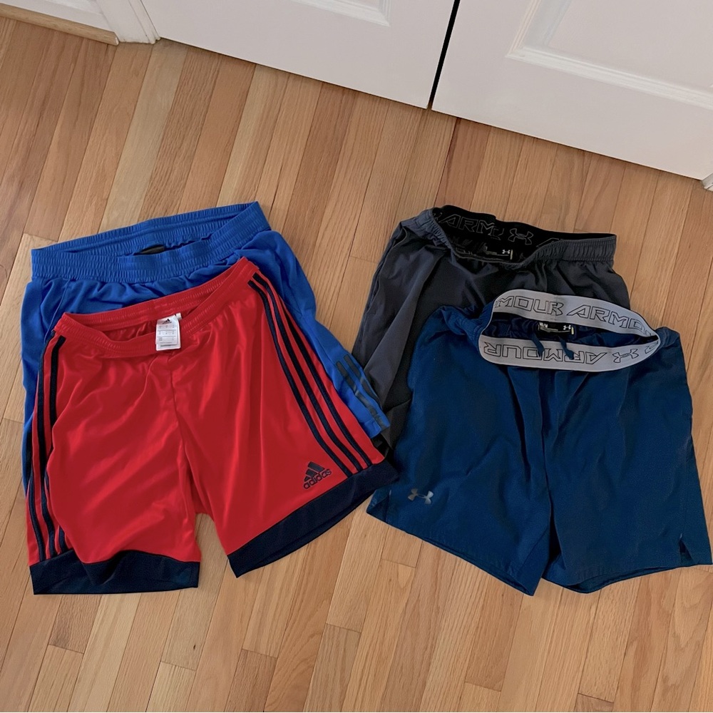 MEDIUM Men's workout shorts bundle. 2 UA 2 Adidas shorts